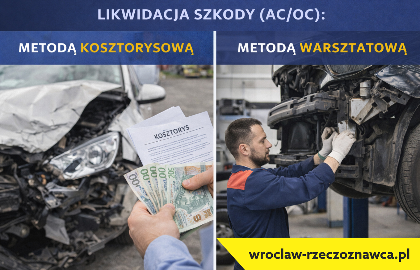 Jak wygląda likwidacja szkody metodą kosztorysową vs. warsztatową (AC/OC)